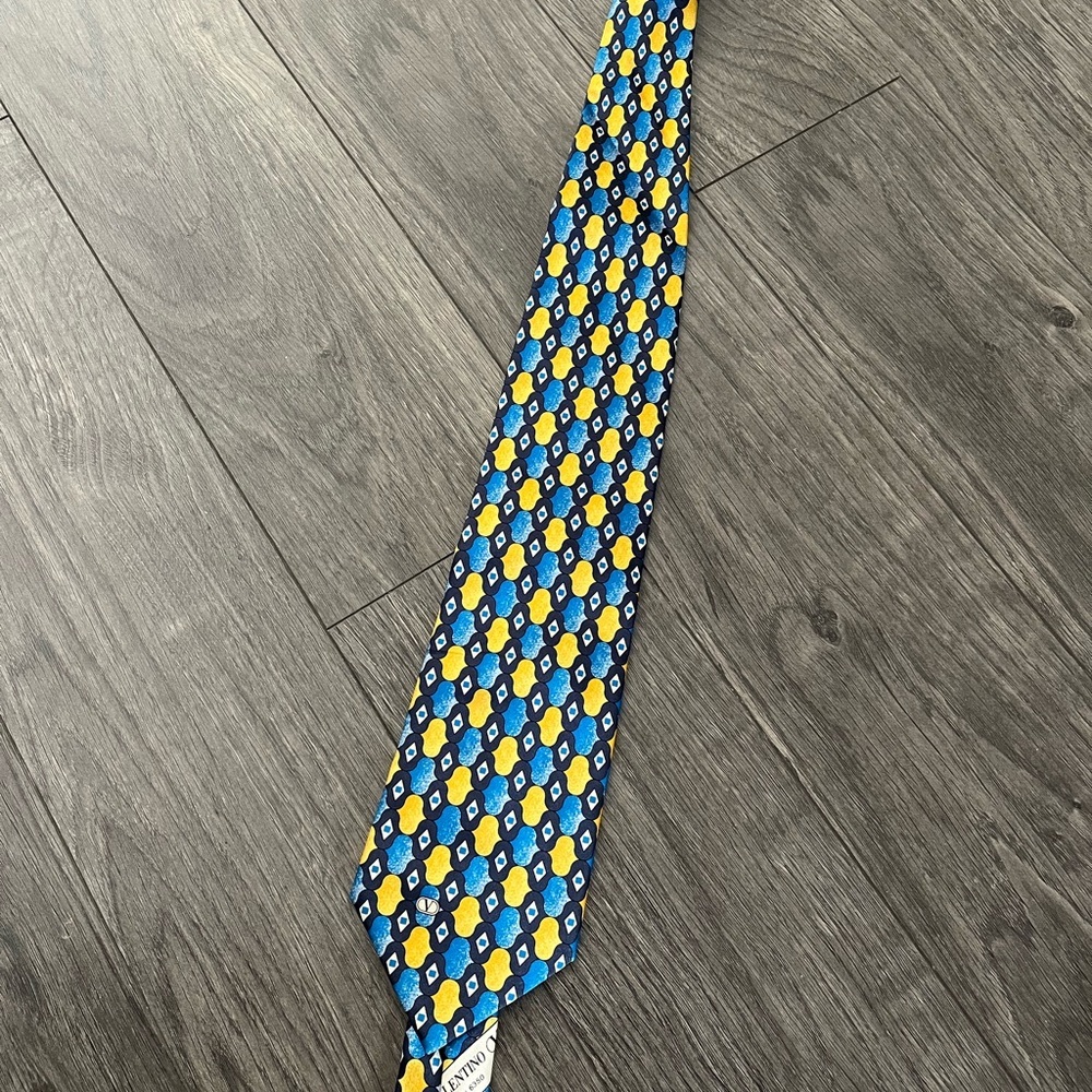 Valentino Blue and Yellow Patterned Men's Tie